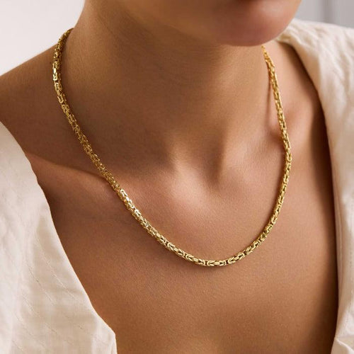 14K Gold Byzantine Chain Necklace 3-5mm | Everyday Fine Jewelry