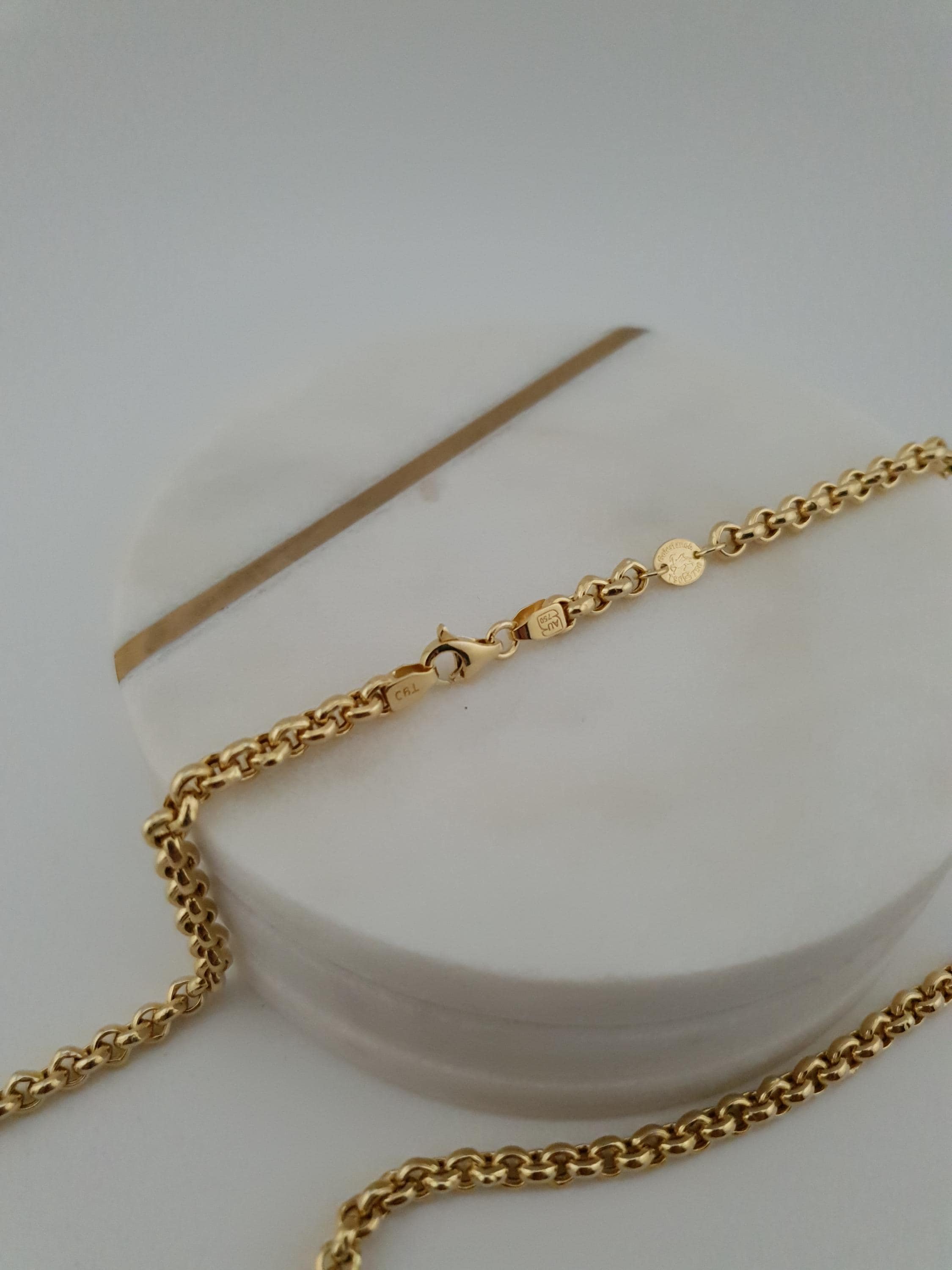 18K Gold Rolo Chain Necklace, Classic Round Link Chain, Unisex Fine Jewelry-24 inch