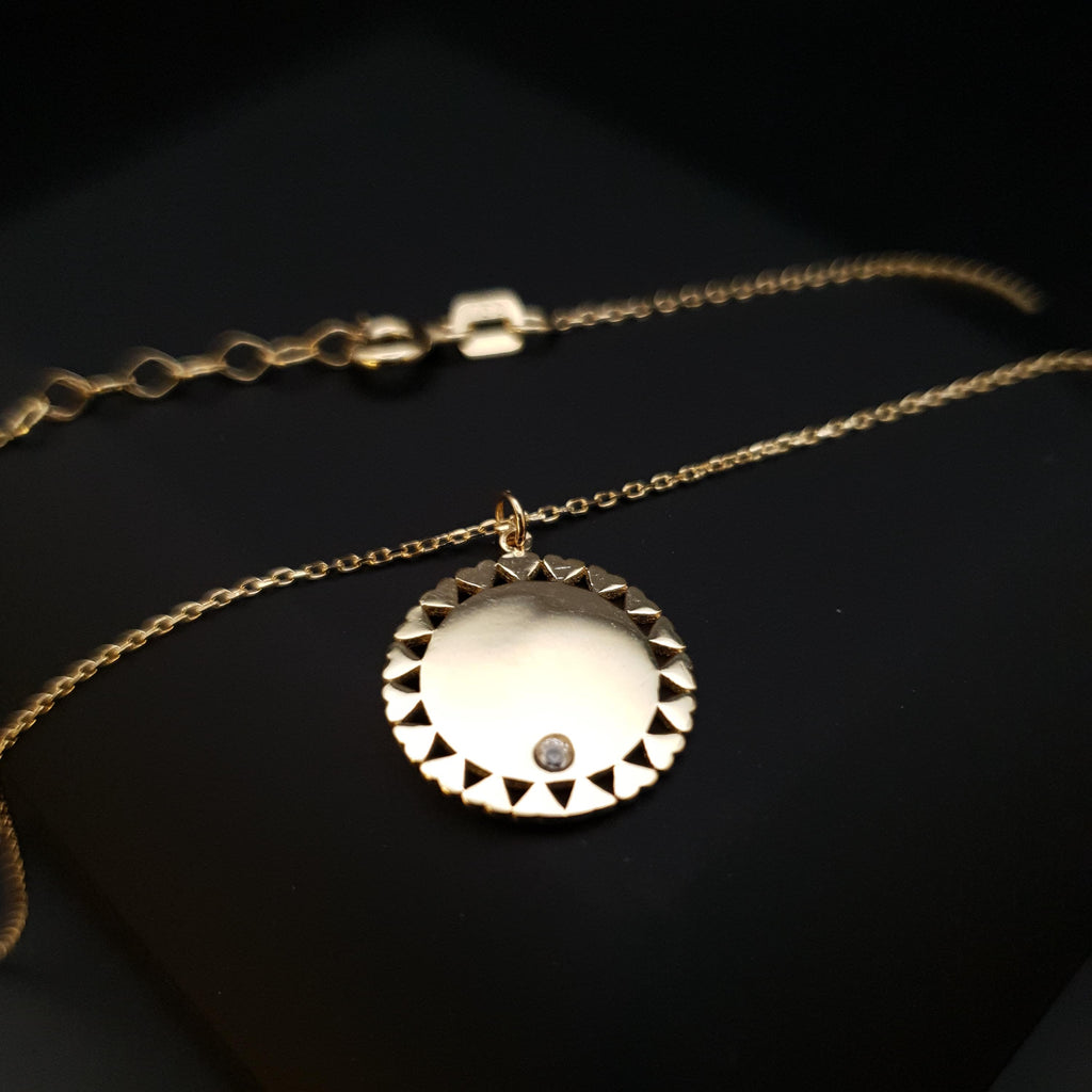 18K Gold Circle Pendant Necklace: Love Circle, 18 inch