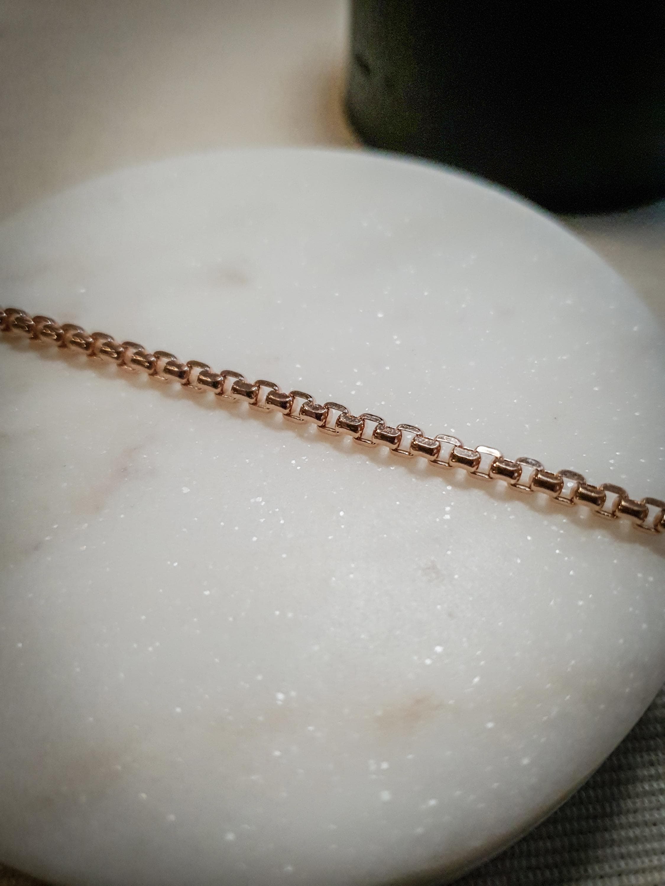 14K Gold Rose Bracelet, 8 inch length and 4mm thickness,