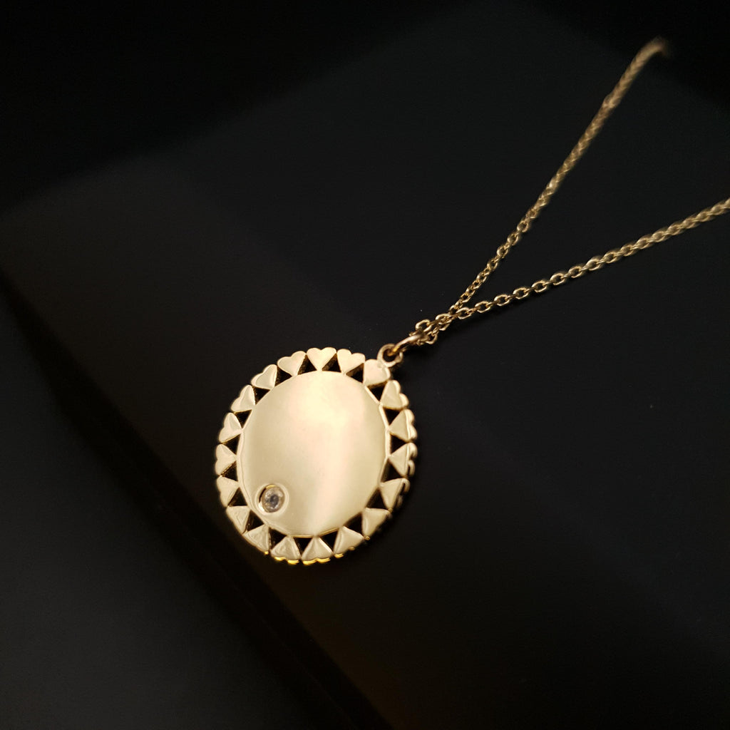 18K Gold Circle Pendant Necklace: Love Circle, 18 inch