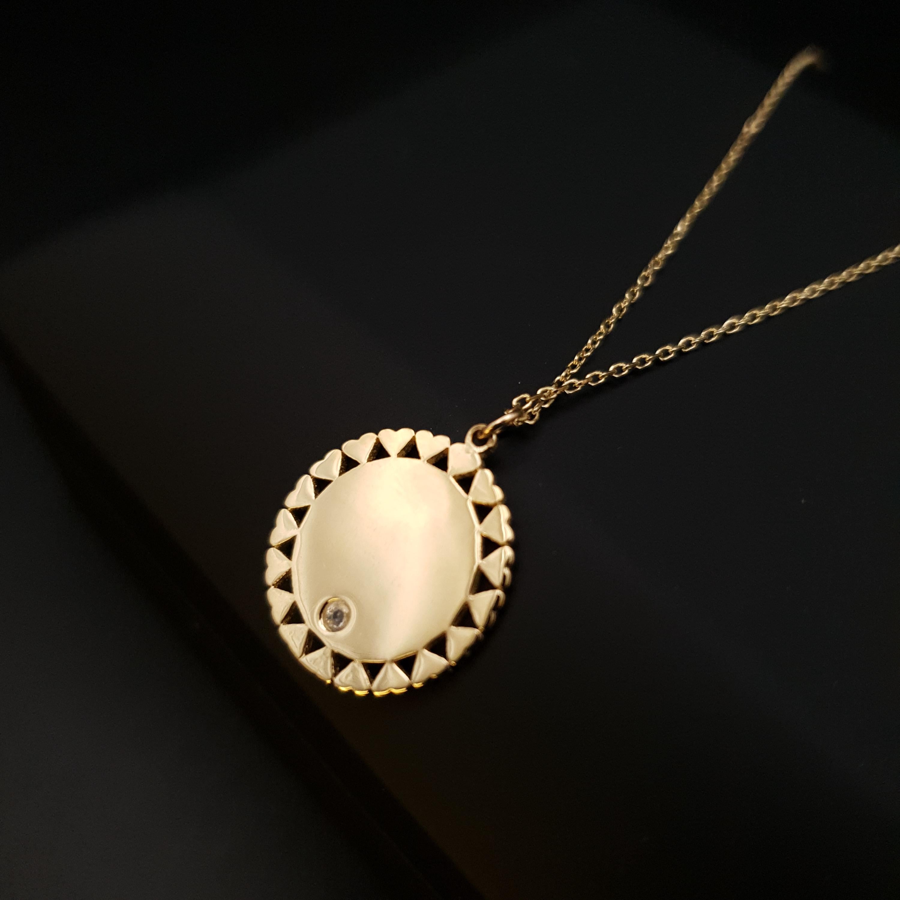 18K Gold Circle Pendant Necklace: Love Circle, 18 inch
