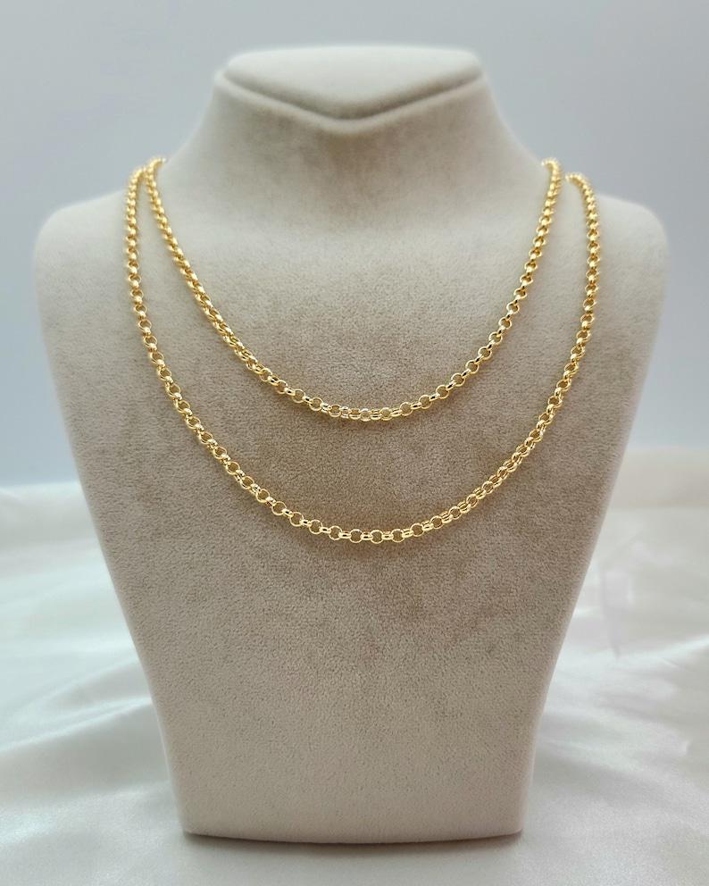 14k Real Gold Rolo Chain Necklace: 2mm,3mm,4mm. Unisex