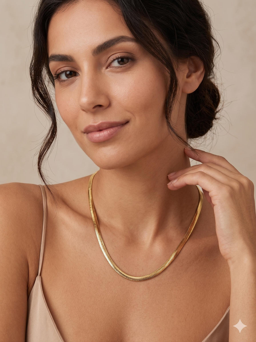 14k Real Gold Herringbone Snake Chain Necklace (3.5mm)