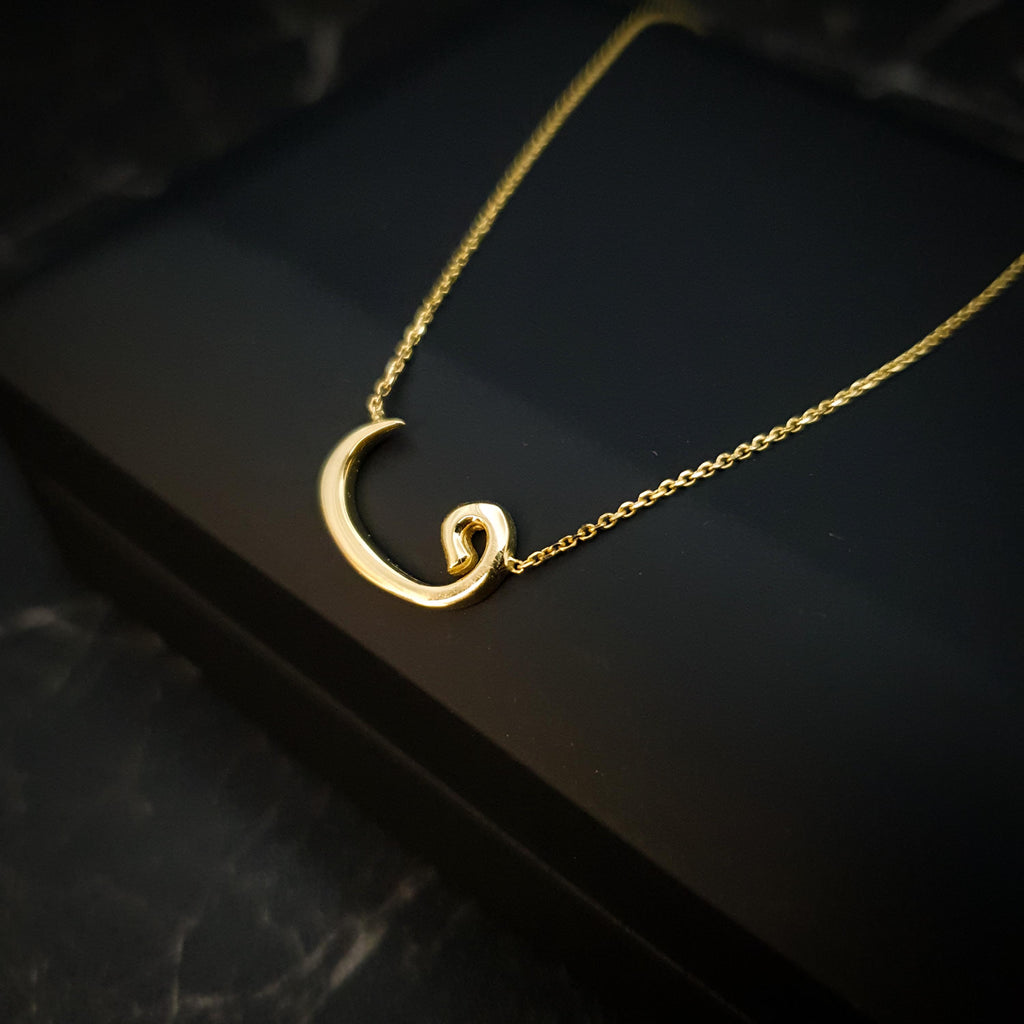 18K Gold Vav Letter Necklace: Persian Arabic Initial Pendant