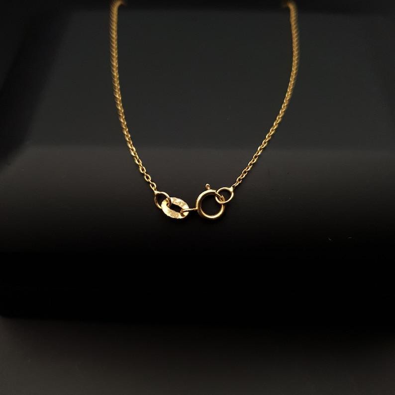 18k Solid Gold Diamond Triangle Lariat Necklace, Geometric Pendant,