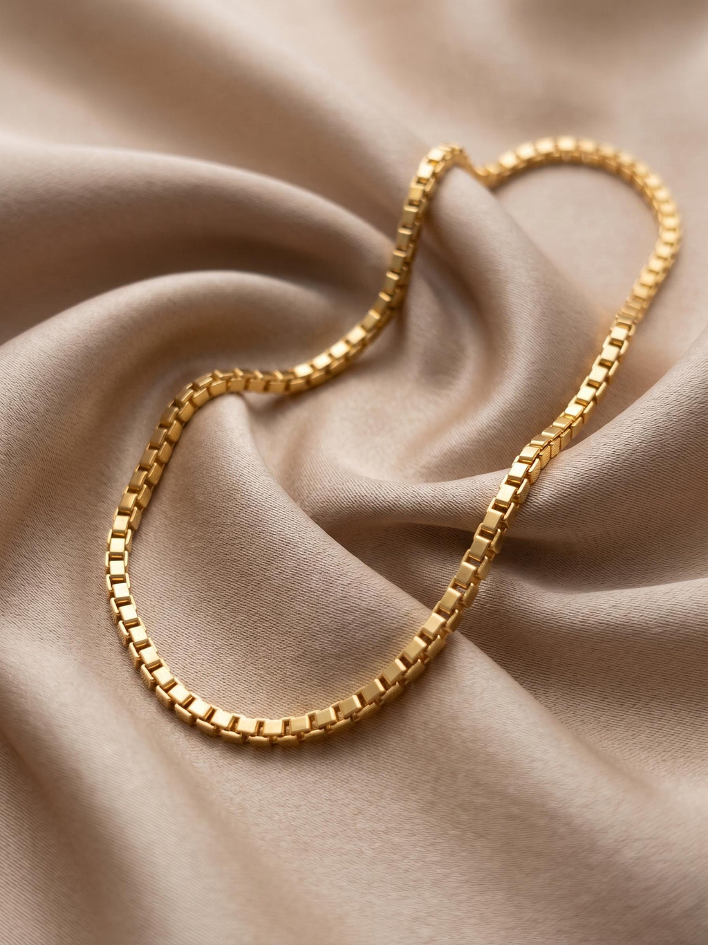 18k Solid Gold Box Chain Necklace, 2mm thickness