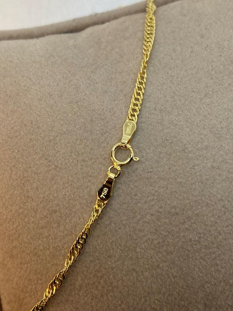 18k Real Gold Singapore Chain Necklace: Diamond Cut Twisted Unisex Chain