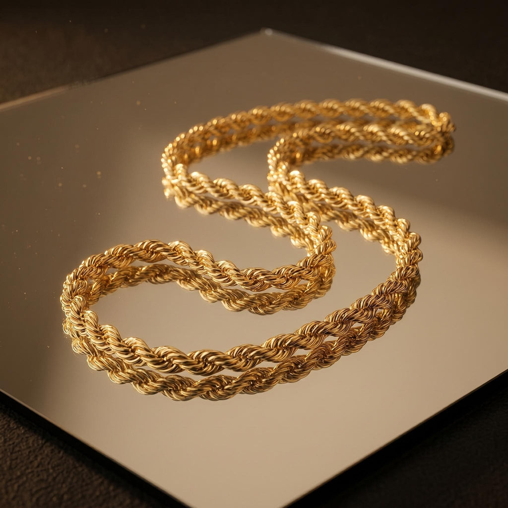 18K Gold Rope Chain: Diamond Cut Bracelet or Necklace, 4mm