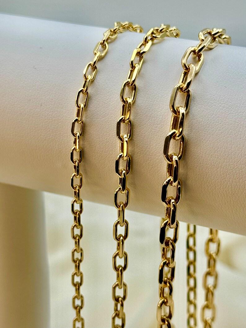 14k Gold Cable Chain Necklace: Layering, Trending Jewelry, Lobster Clasp
