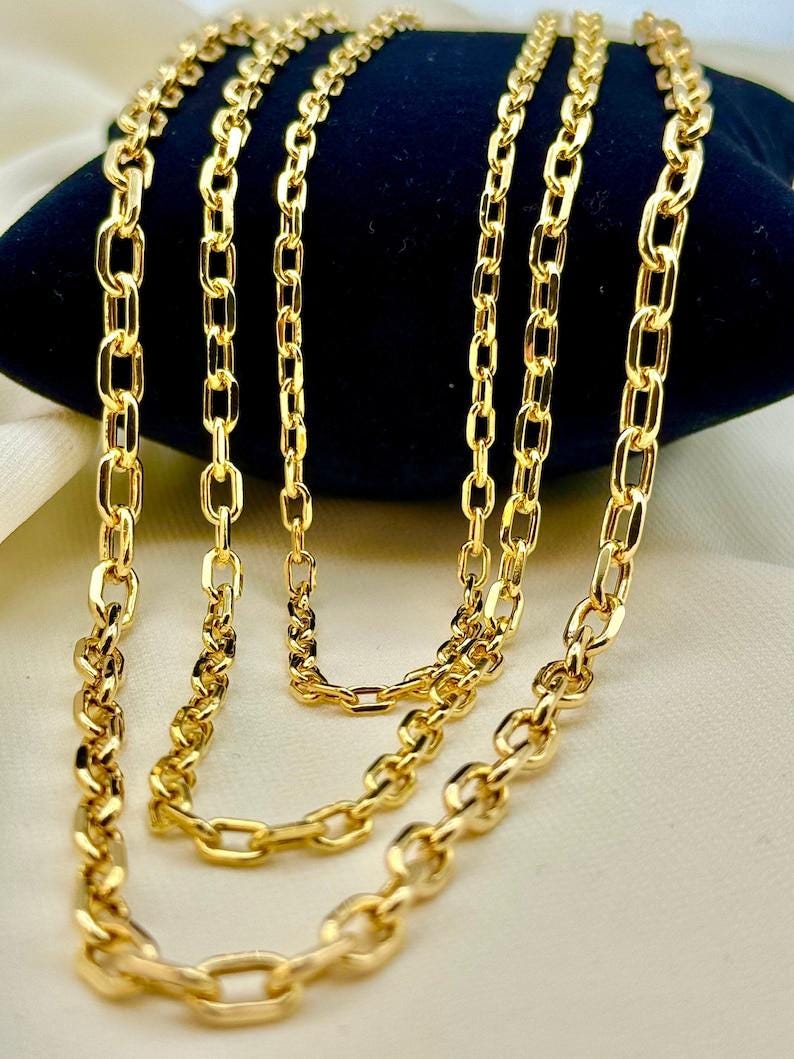 14k Gold Cable Chain Necklace: Layering, Trending Jewelry, Lobster Clasp