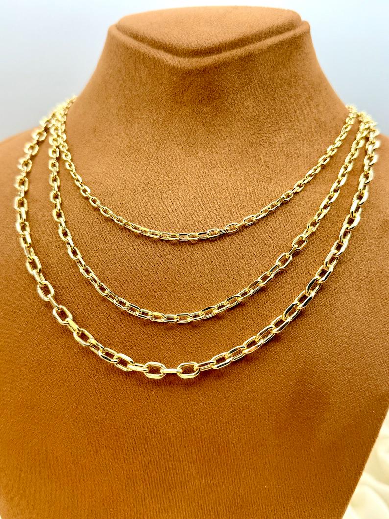 14k Gold Cable Chain Necklace: Layering, Trending Jewelry, Lobster Clasp