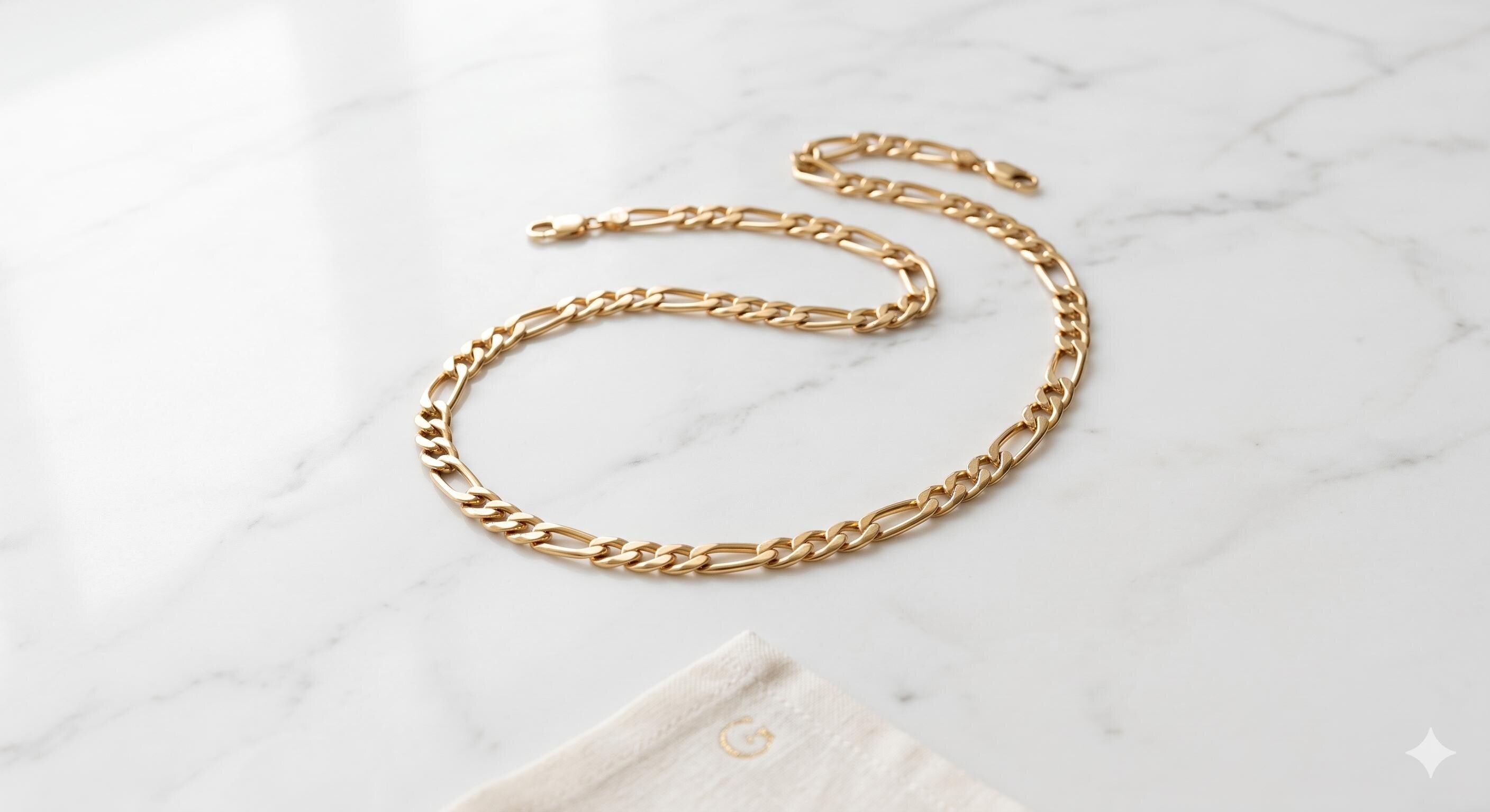 14k Gold Figaro Chain Necklace, 6MM