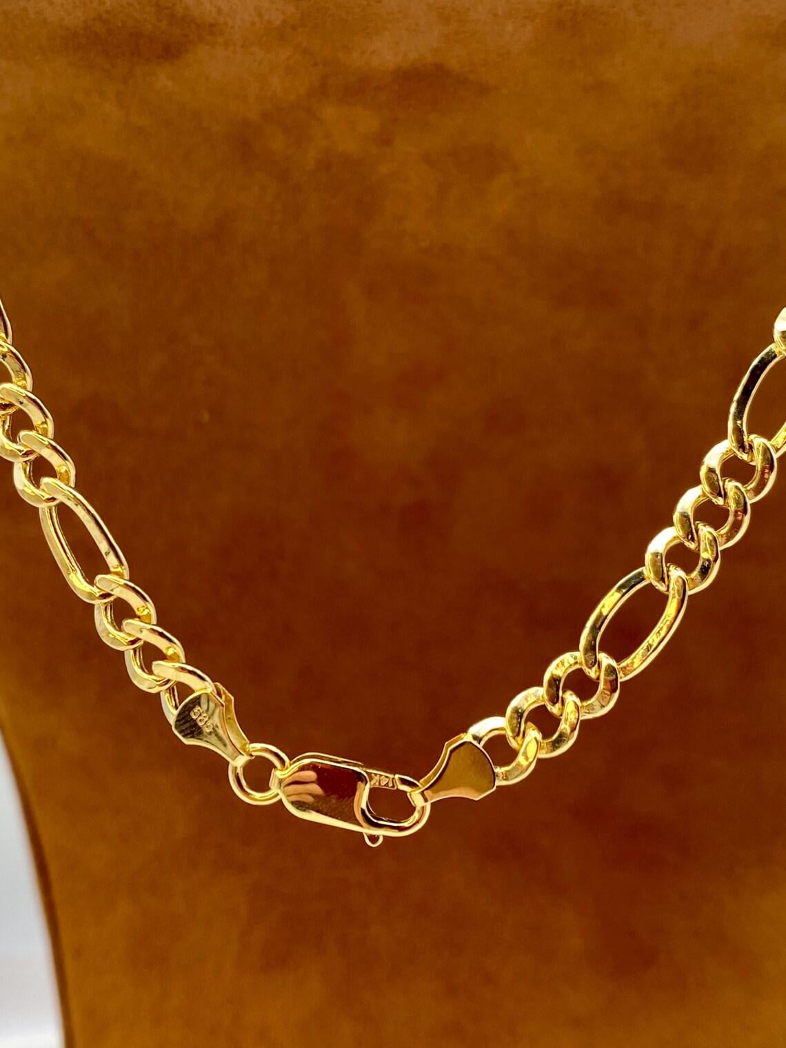 14k Gold Figaro Chain Necklace, 6MM
