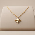 14k Gold Compass Star Necklace,2mm box chain: Traveler Charm Pendant