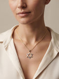 14k solid Gold Magen David Diamond cut, Franco Chain 21.5 inches 1.5 mm