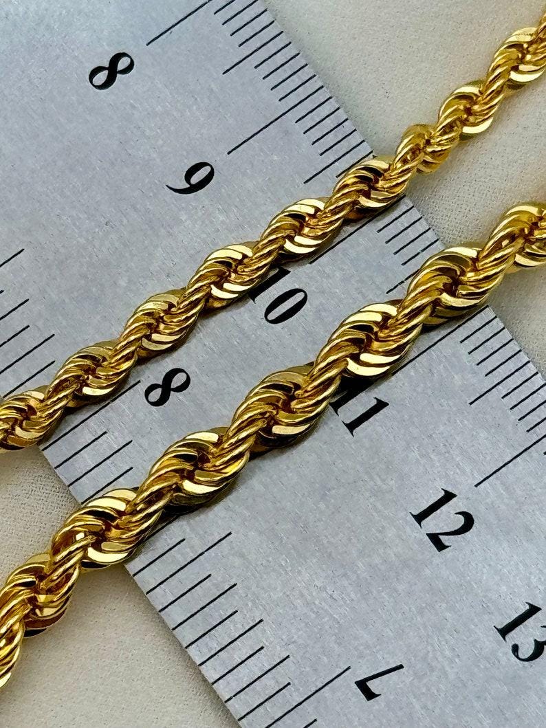 18K Gold Rope Chain: Diamond Cut Twisted Necklace, 4mm and 5mm