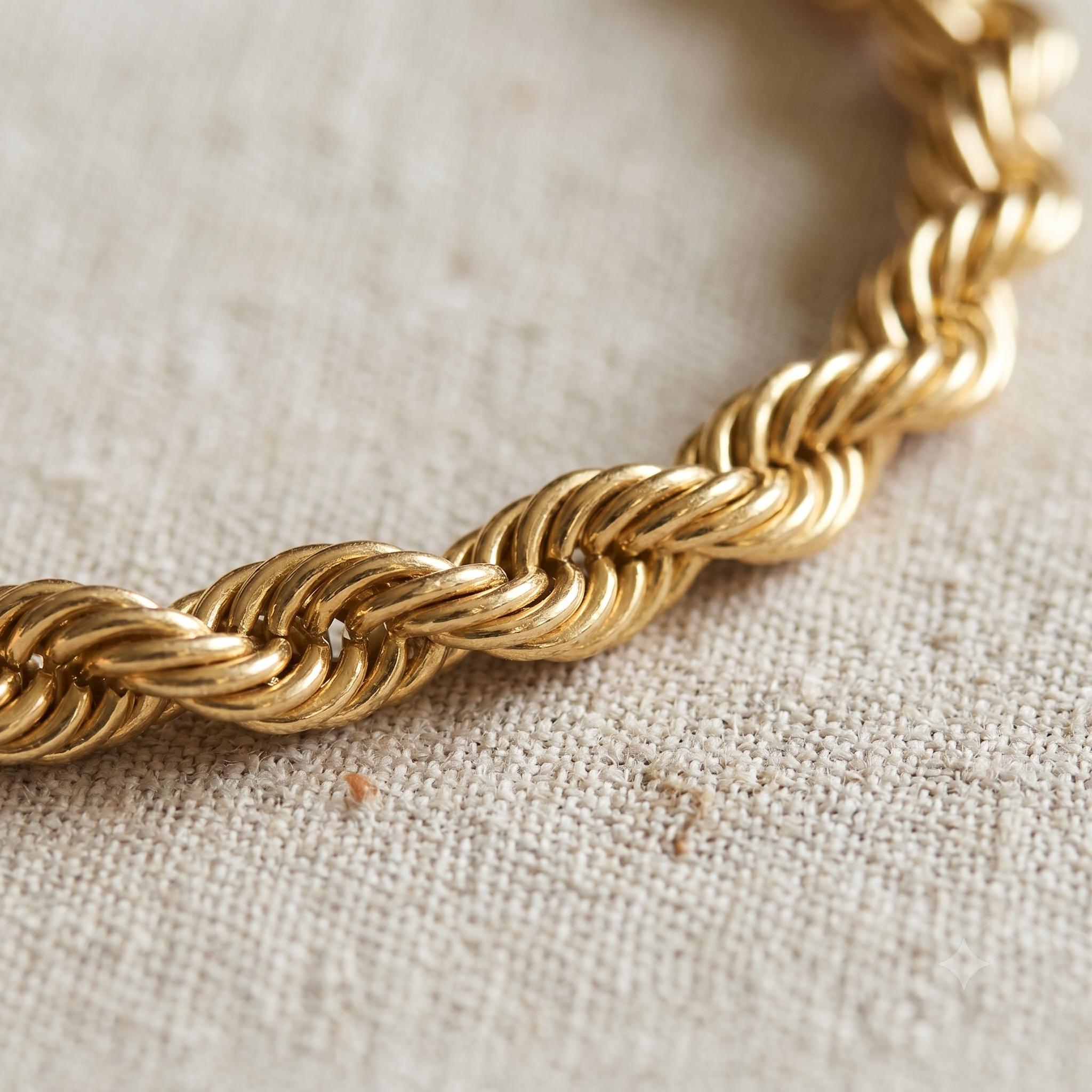 18K Gold Rope Chain: Diamond Cut Twisted Necklace, 4mm and 5mm