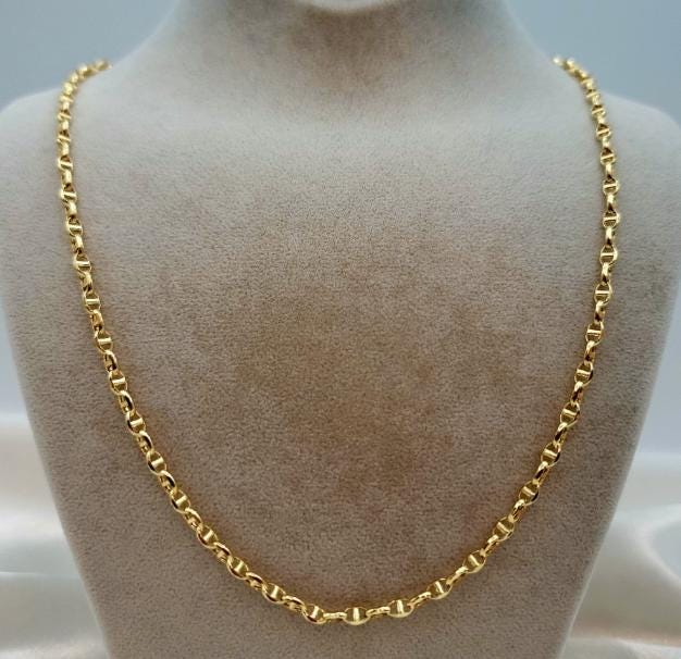 18k Gold Anchor Chain Necklace, 3.5mm Mariner Link
