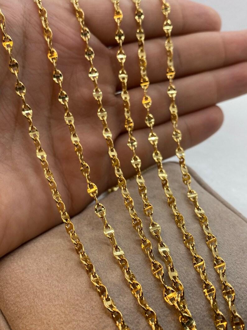 18k Gold Anchor Chain Necklace, 3.5mm Mariner Link