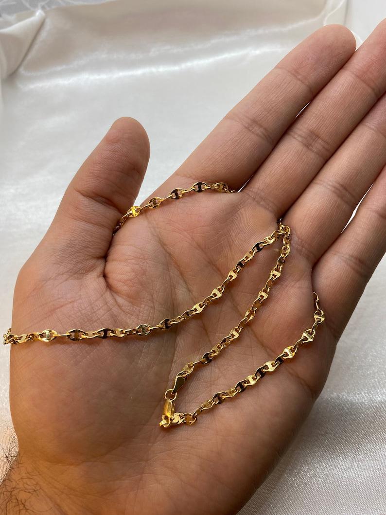 18k Gold Anchor Chain Necklace, 3.5mm Mariner Link