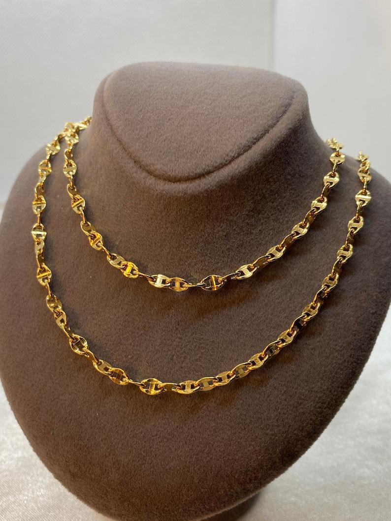 18k Gold Anchor Chain Necklace, 3.5mm Mariner Link