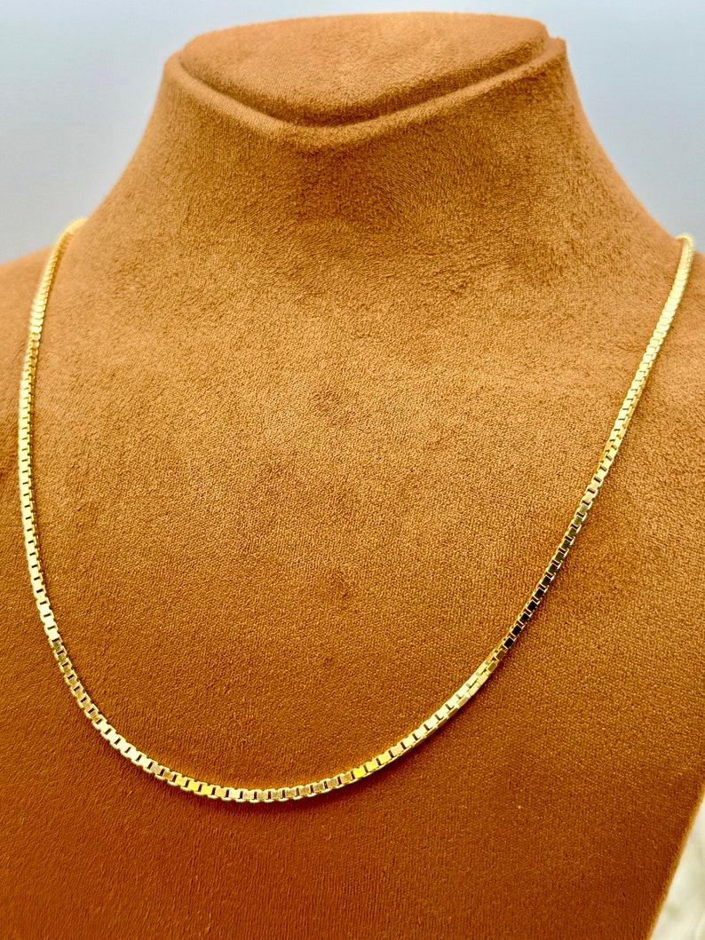 18k Solid Gold Box Chain Necklace, 2mm thickness
