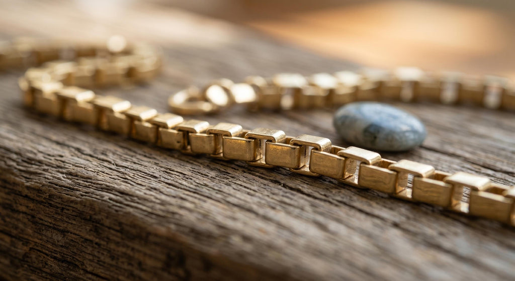18k Solid Gold Box Chain Necklace, 2mm thickness
