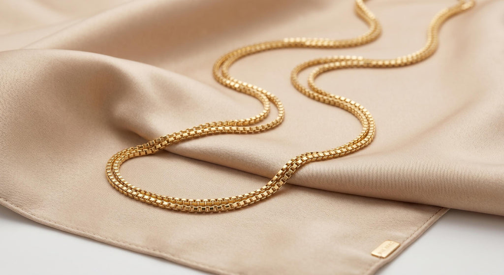18k Solid Gold Box Chain Necklace, 2mm thickness