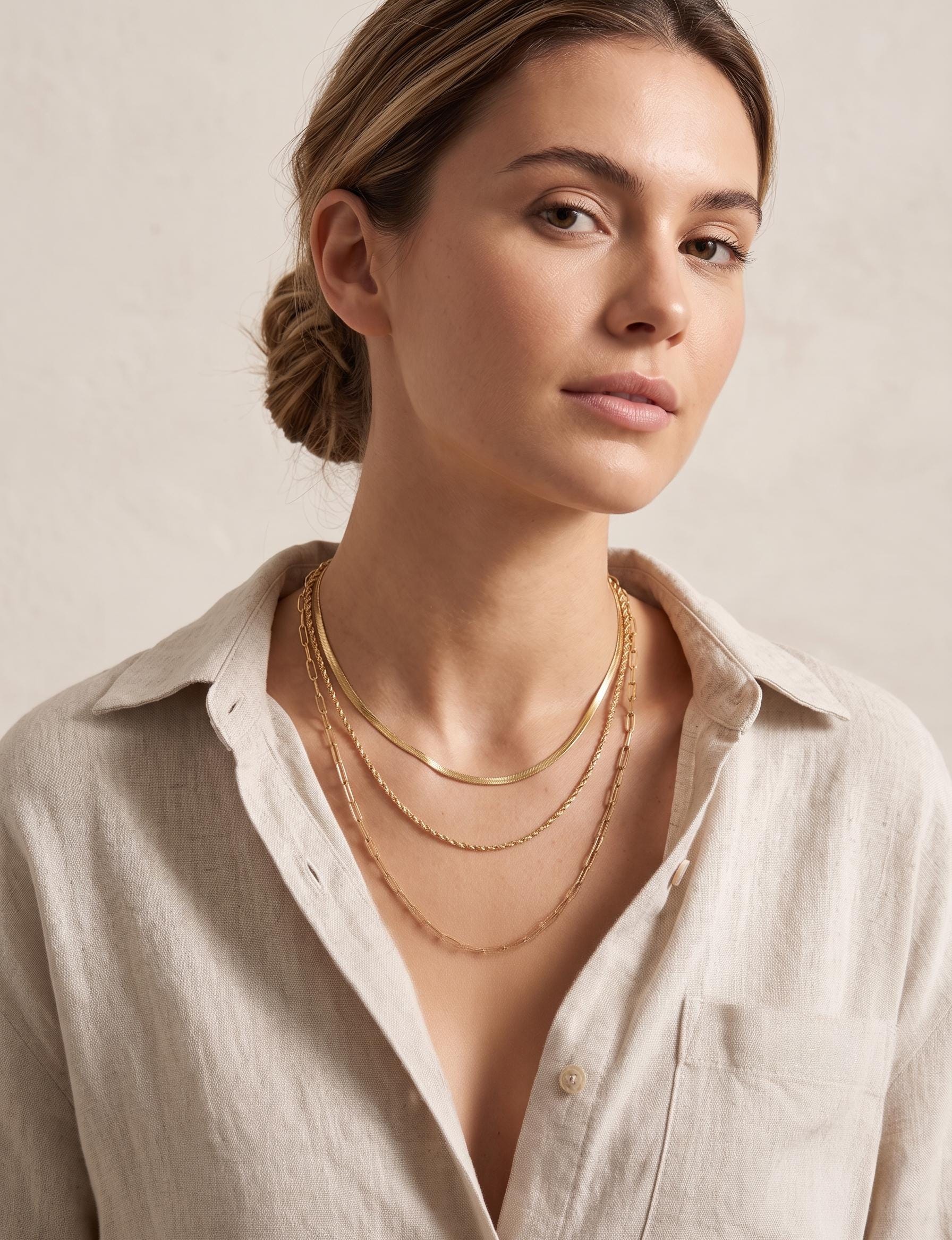 18k Real Gold Singapore Chain Necklace: Diamond Cut Twisted Unisex Chain