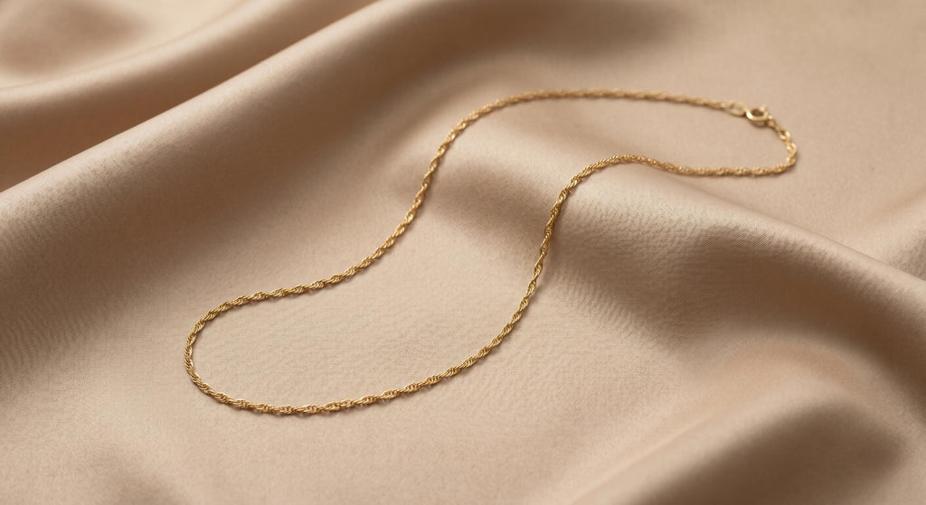 18k Real Gold Singapore Chain Necklace: Diamond Cut Twisted Unisex Chain