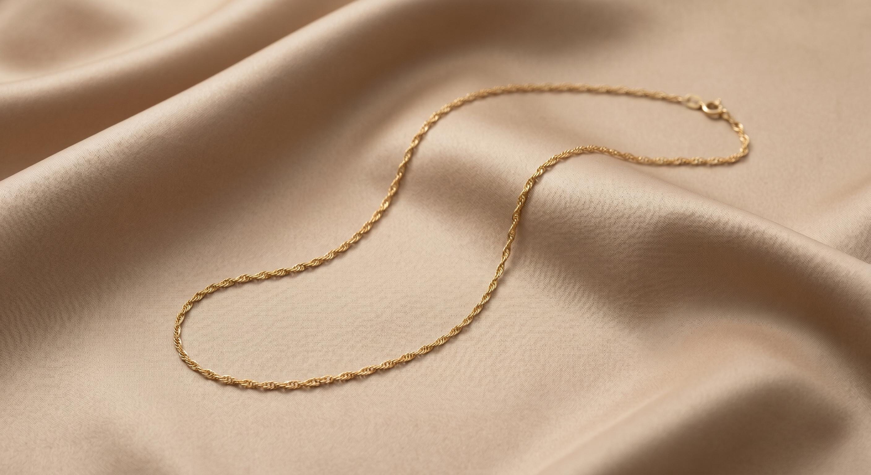 18k Real Gold Singapore Chain Necklace: Diamond Cut Twisted Unisex Chain