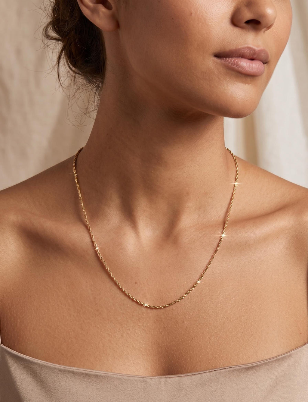 18k Real Gold Singapore Chain Necklace: Diamond Cut Twisted Unisex Chain