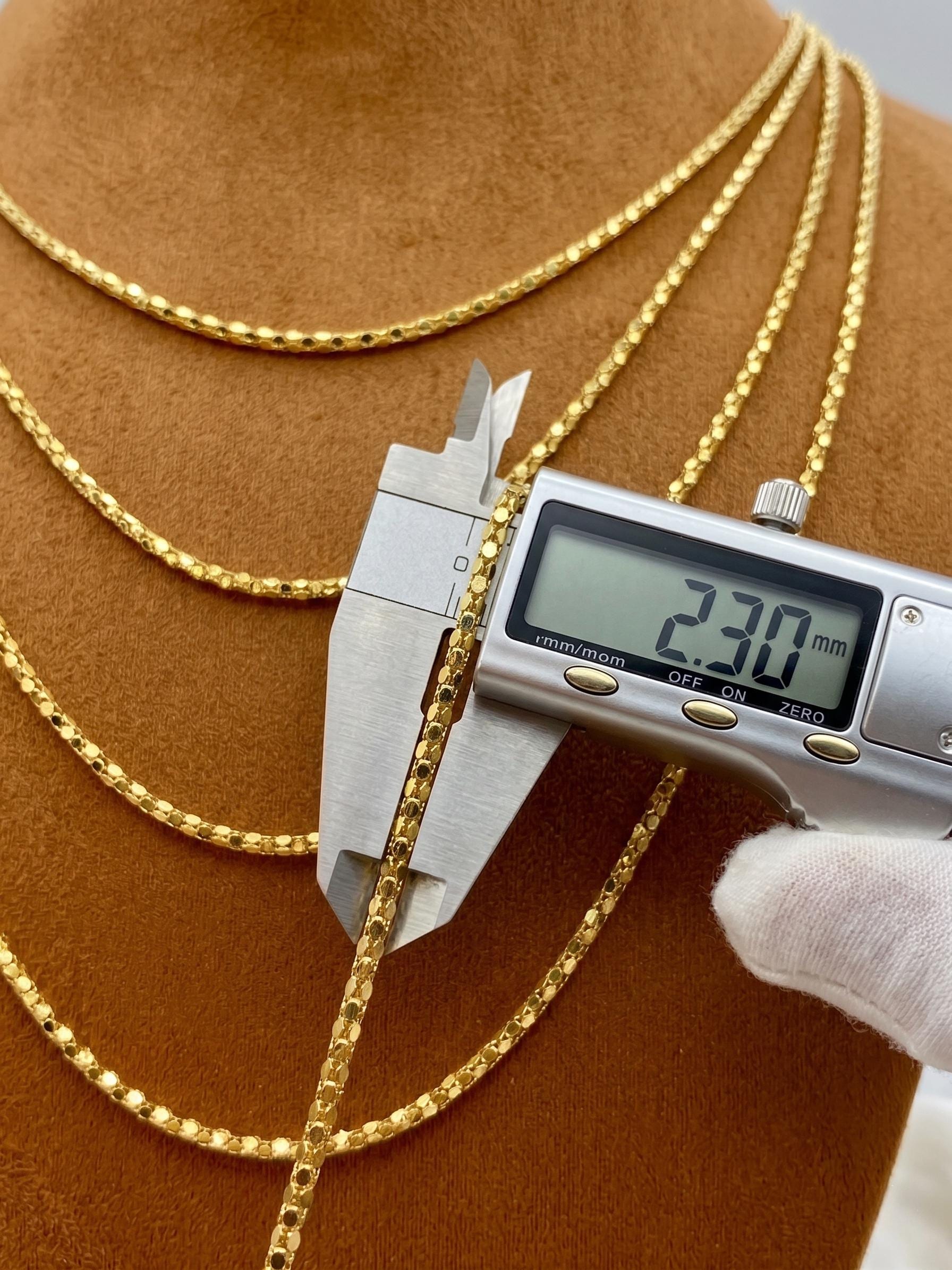 14K Real Gold Popcorn Chain  Necklace: Diamond Cut Link, 2.3MM