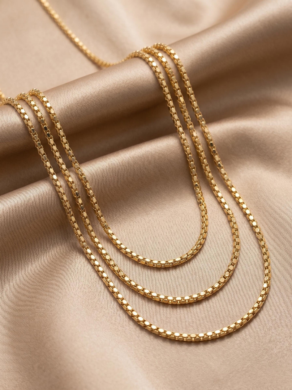 14K Real Gold Popcorn Chain  Necklace: Diamond Cut Link, 2.3MM