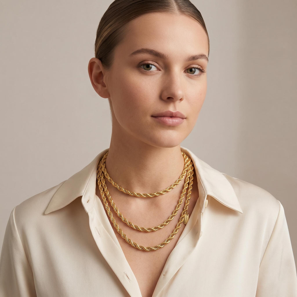 18K Gold Rope Chain: Diamond Cut Bracelet or Necklace, 4mm
