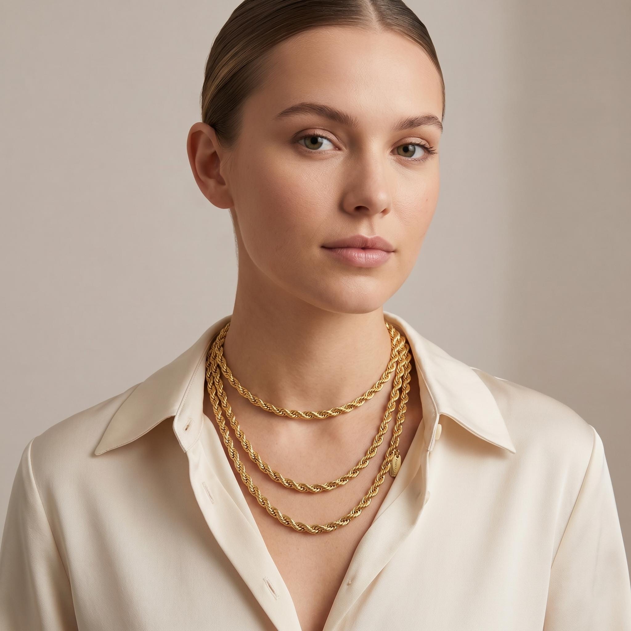 18K Gold Rope Chain: Diamond Cut Bracelet or Necklace, 4mm
