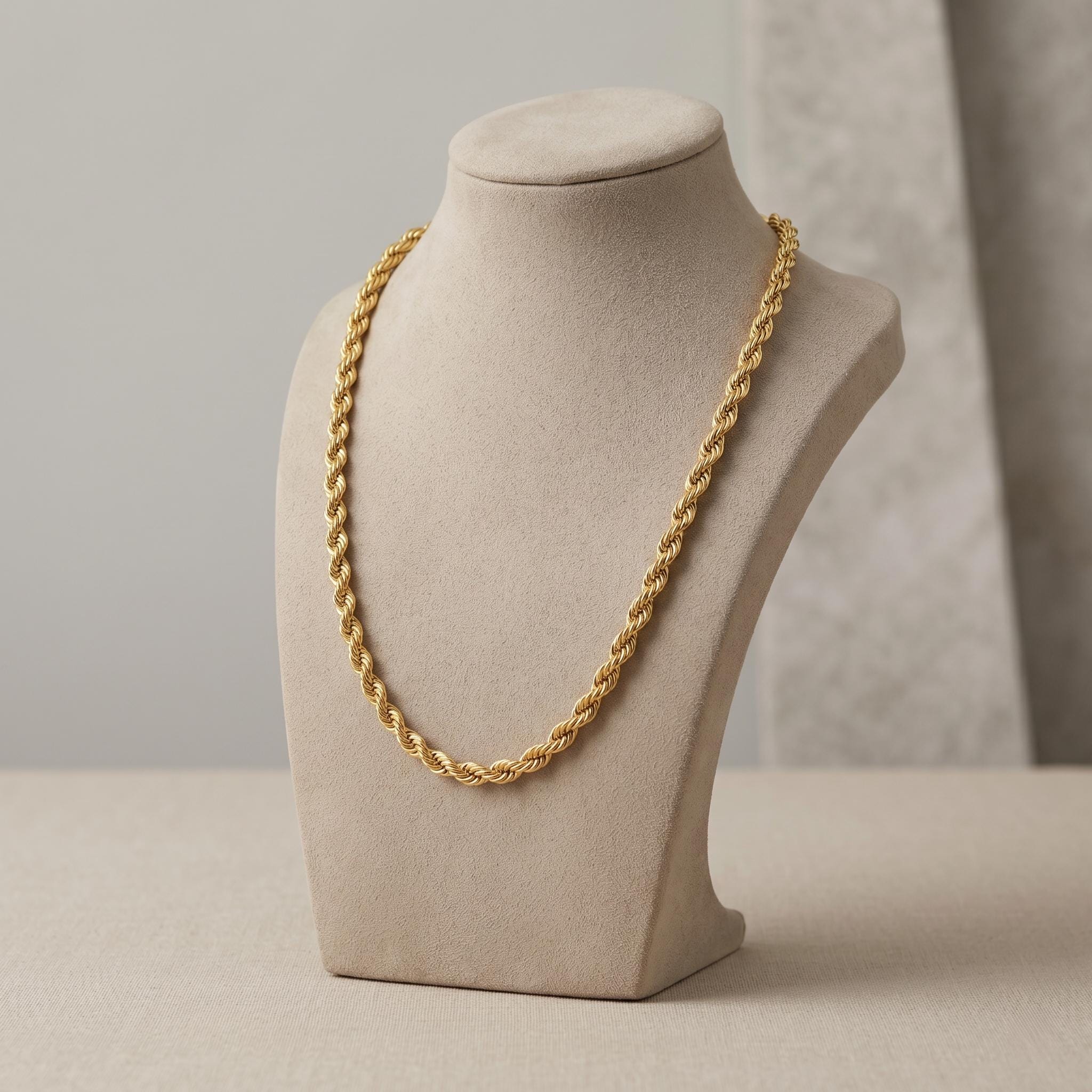 18K Gold Rope Chain: Diamond Cut Bracelet or Necklace, 4mm