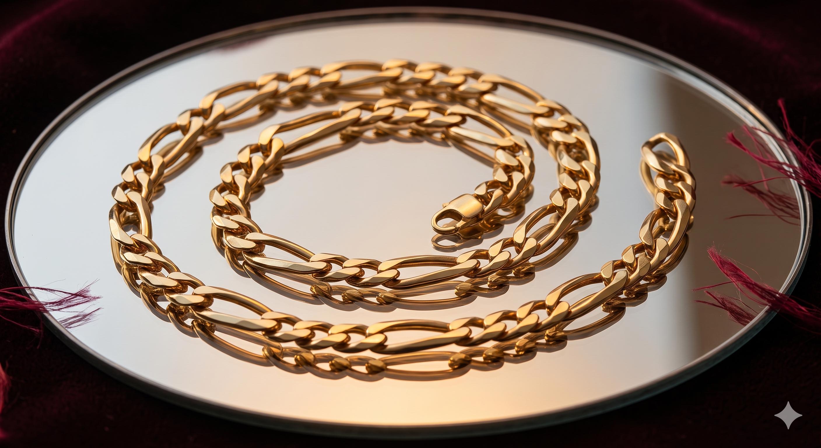 14k Gold Figaro Chain Necklace, 6MM