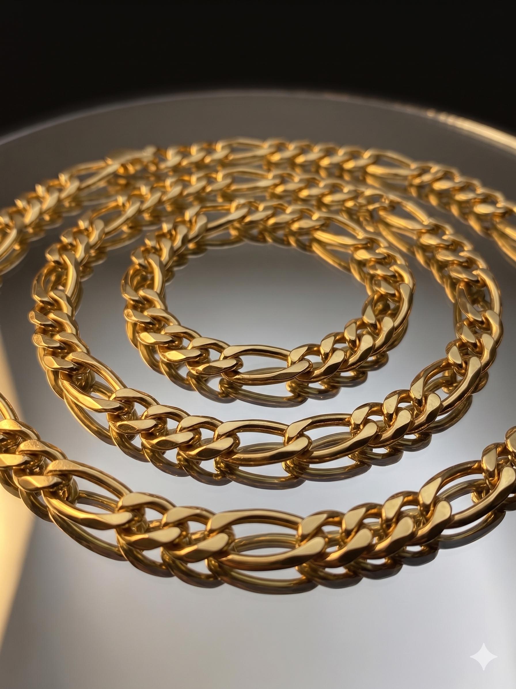 14k Gold Figaro Chain Necklace, 6MM
