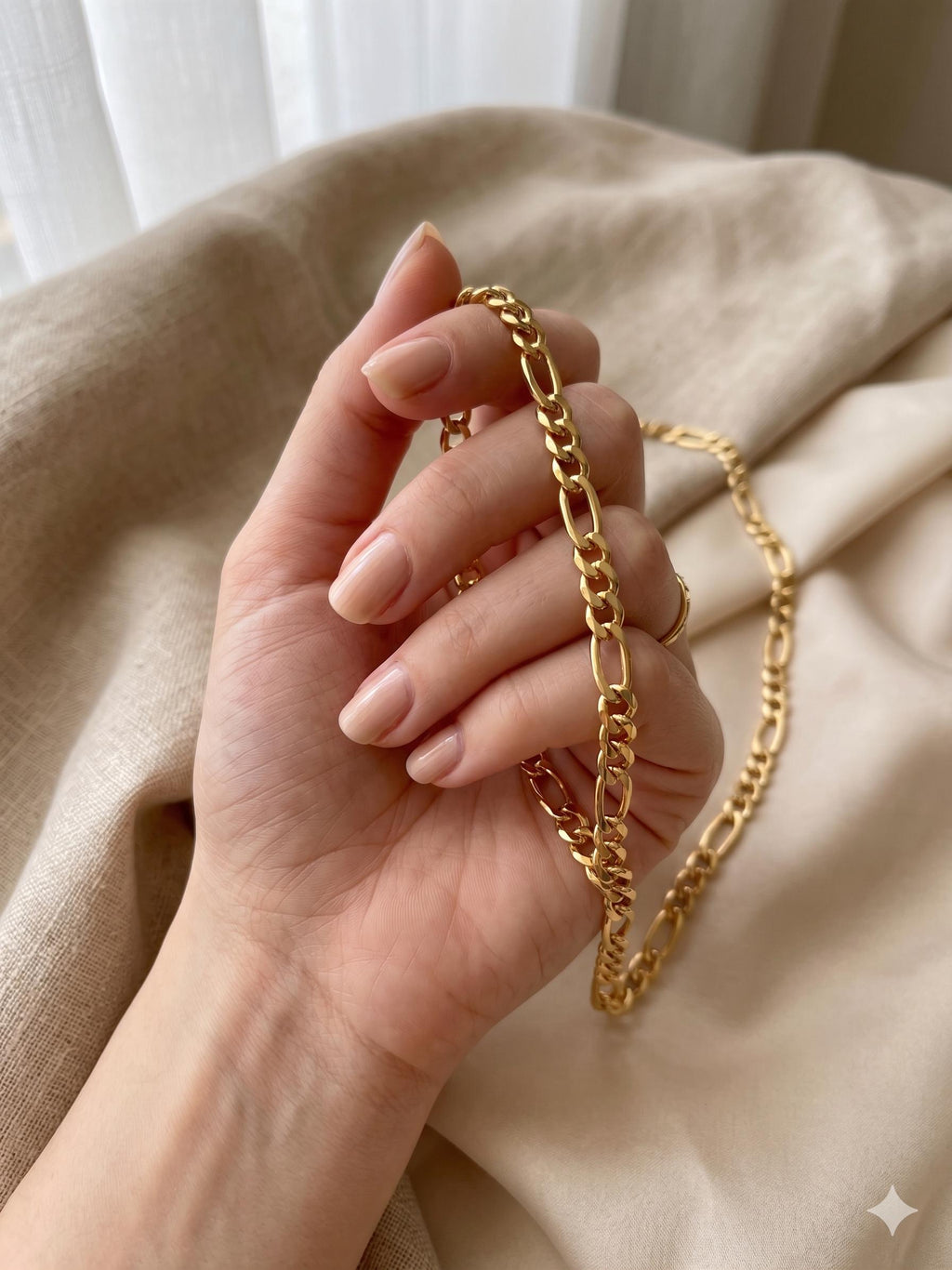 14k Gold Figaro Chain Necklace, 6MM