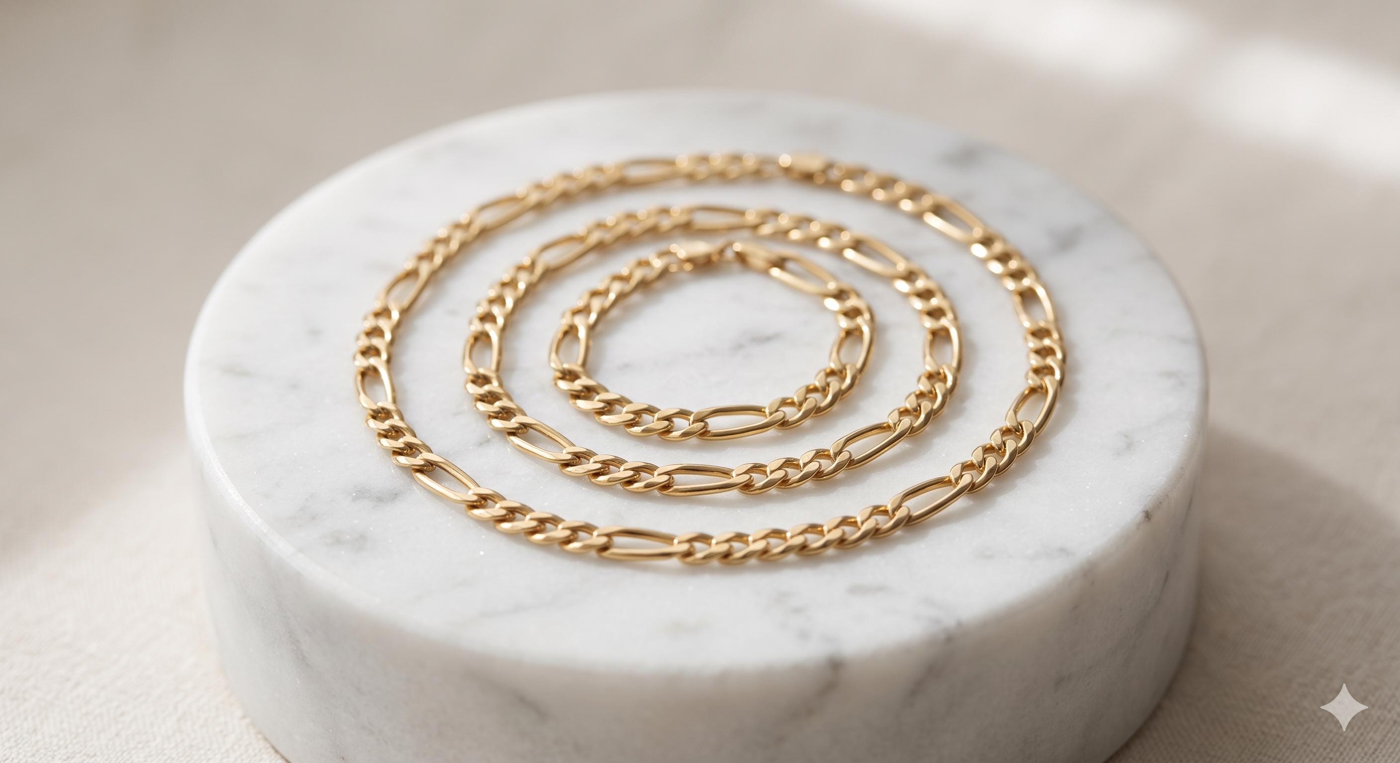 14k Gold Figaro Chain Necklace, 6MM