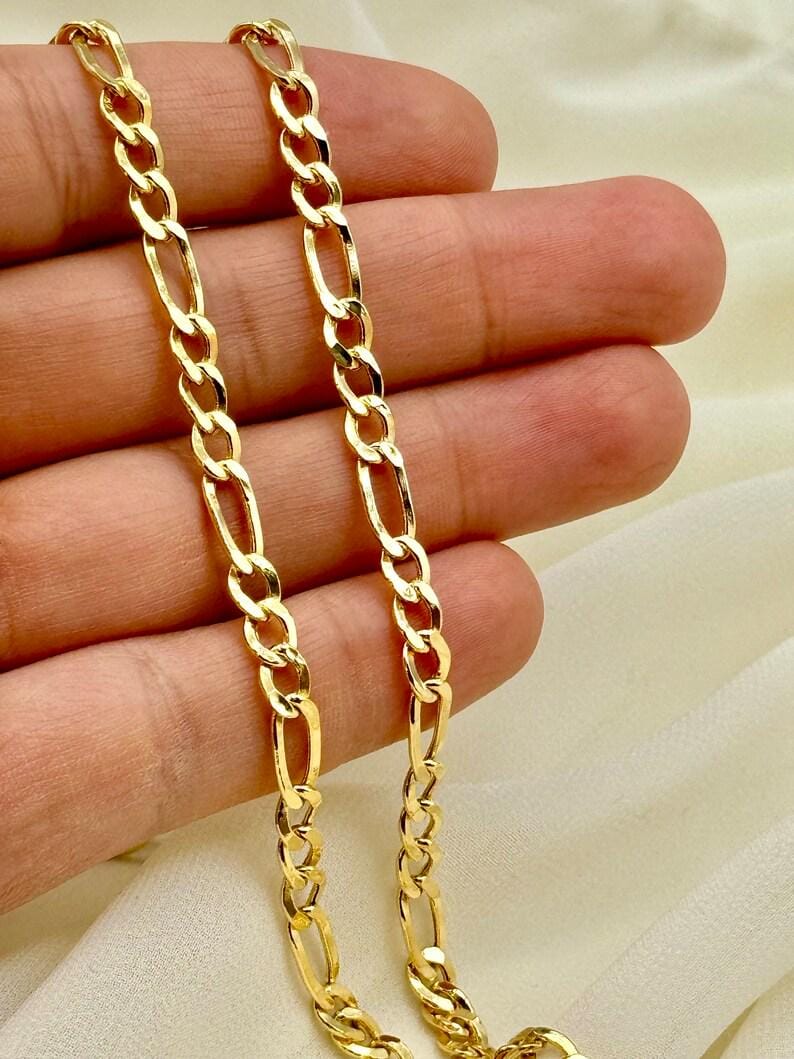 14k Gold Figaro Chain Necklace, 4mm, 5mm, 6mm