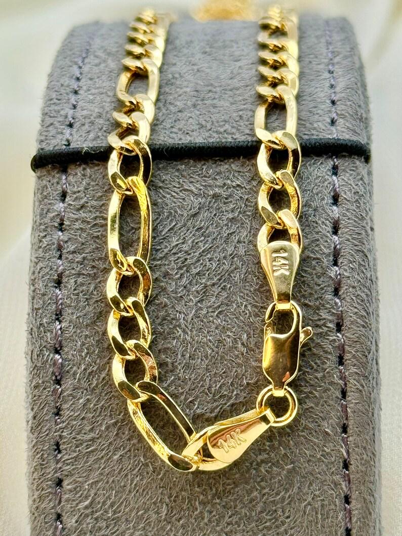 14k Gold Figaro Chain Necklace, 4mm, 5mm, 6mm