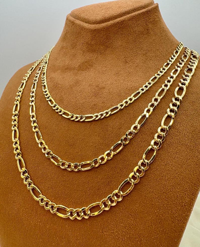14k Gold Figaro Chain Necklace, 4mm, 5mm, 6mm