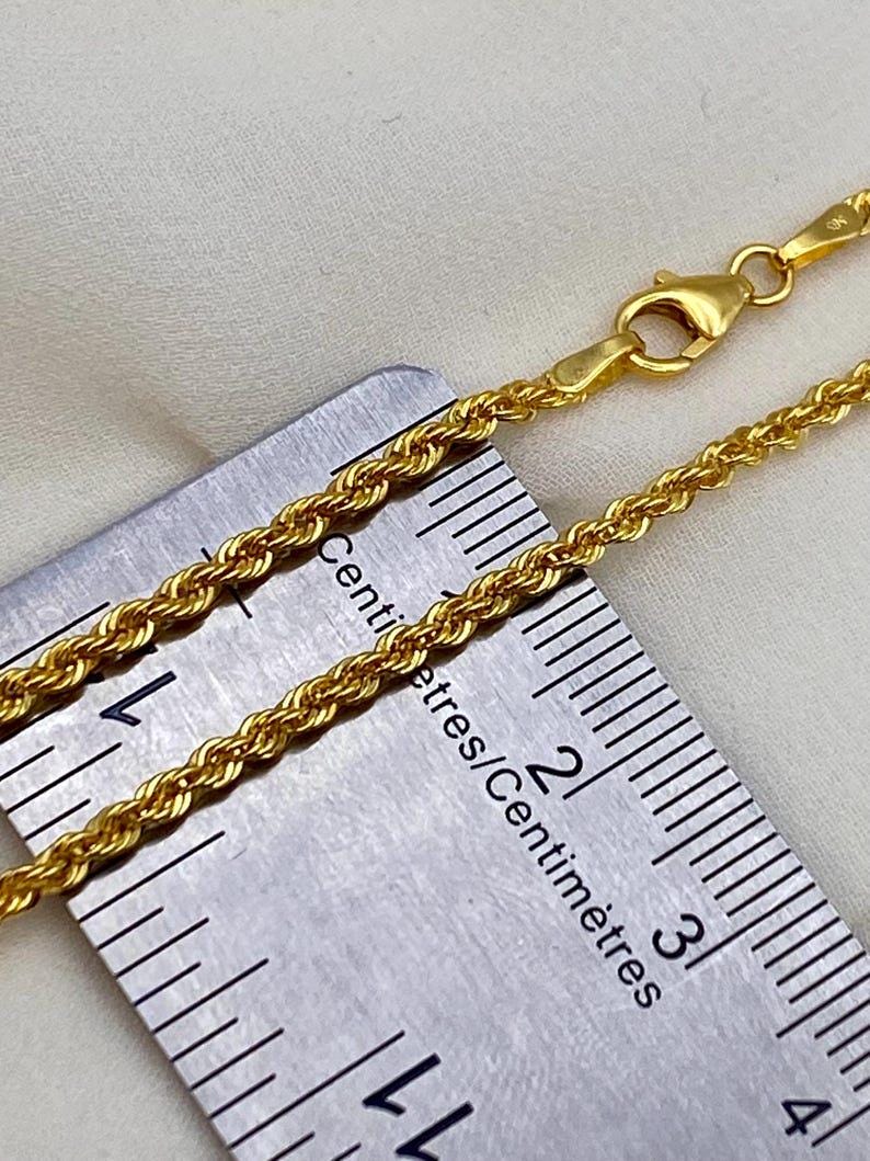 14k Real Gold Rope Chain Necklace - Diamond Cut, 2mm
