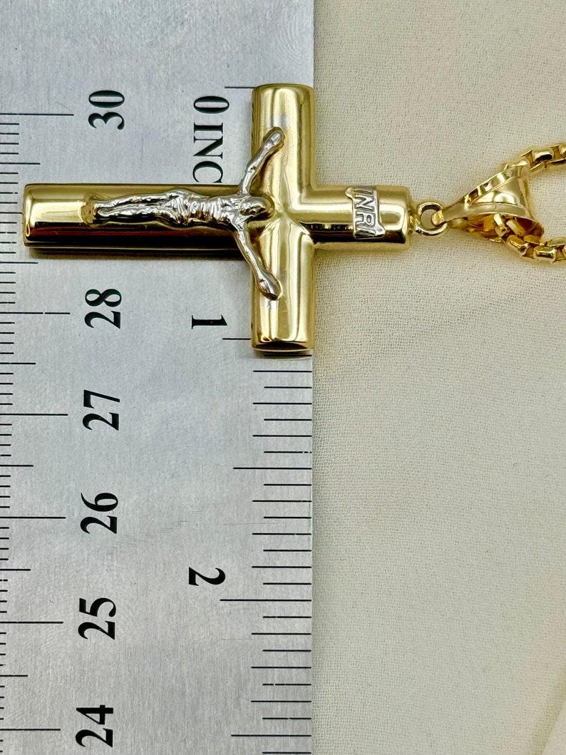14k Real Gold Cross Necklace with 2.5mm Box Chain