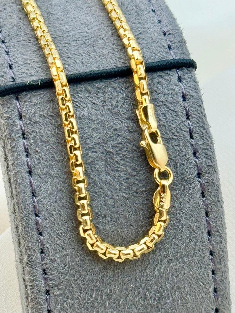 14k Real Gold Cross Necklace with 2.5mm Box Chain