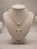 14k Gold Cross Necklace with Cable Chain: 23.5 inches, 3mm thickness
